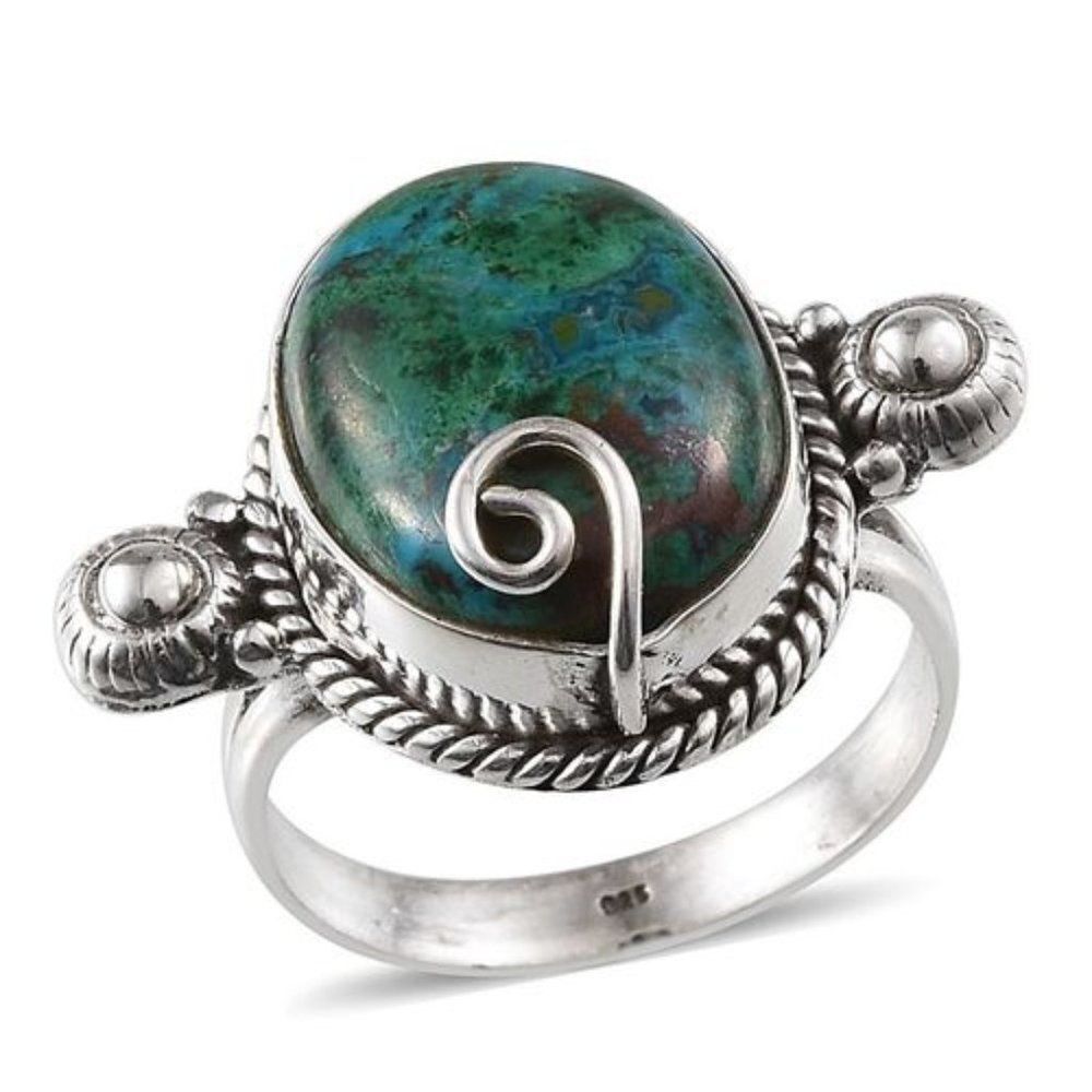 Artisan Crafted Australian Chrysocolla Sterling Silver Ring Size (6)